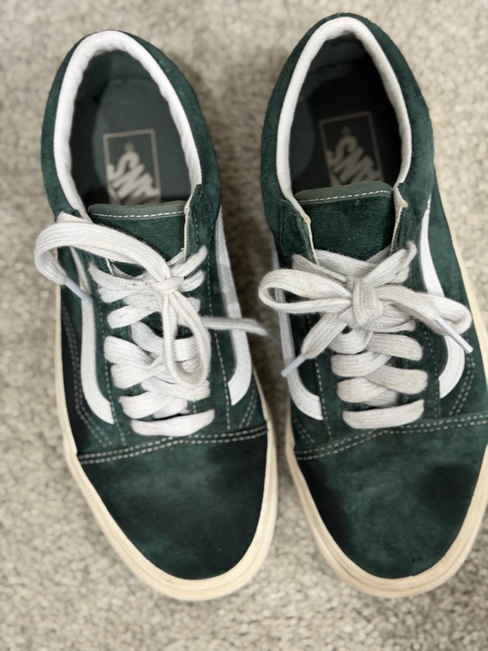 Vans Old Skool Suede Sneakers in Forest Green and White
